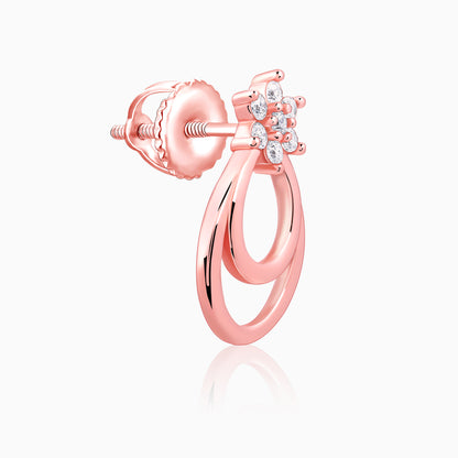 Rose Gold Cuphea Floral Earrings