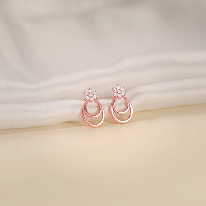 Rose Gold Cuphea Floral Earrings