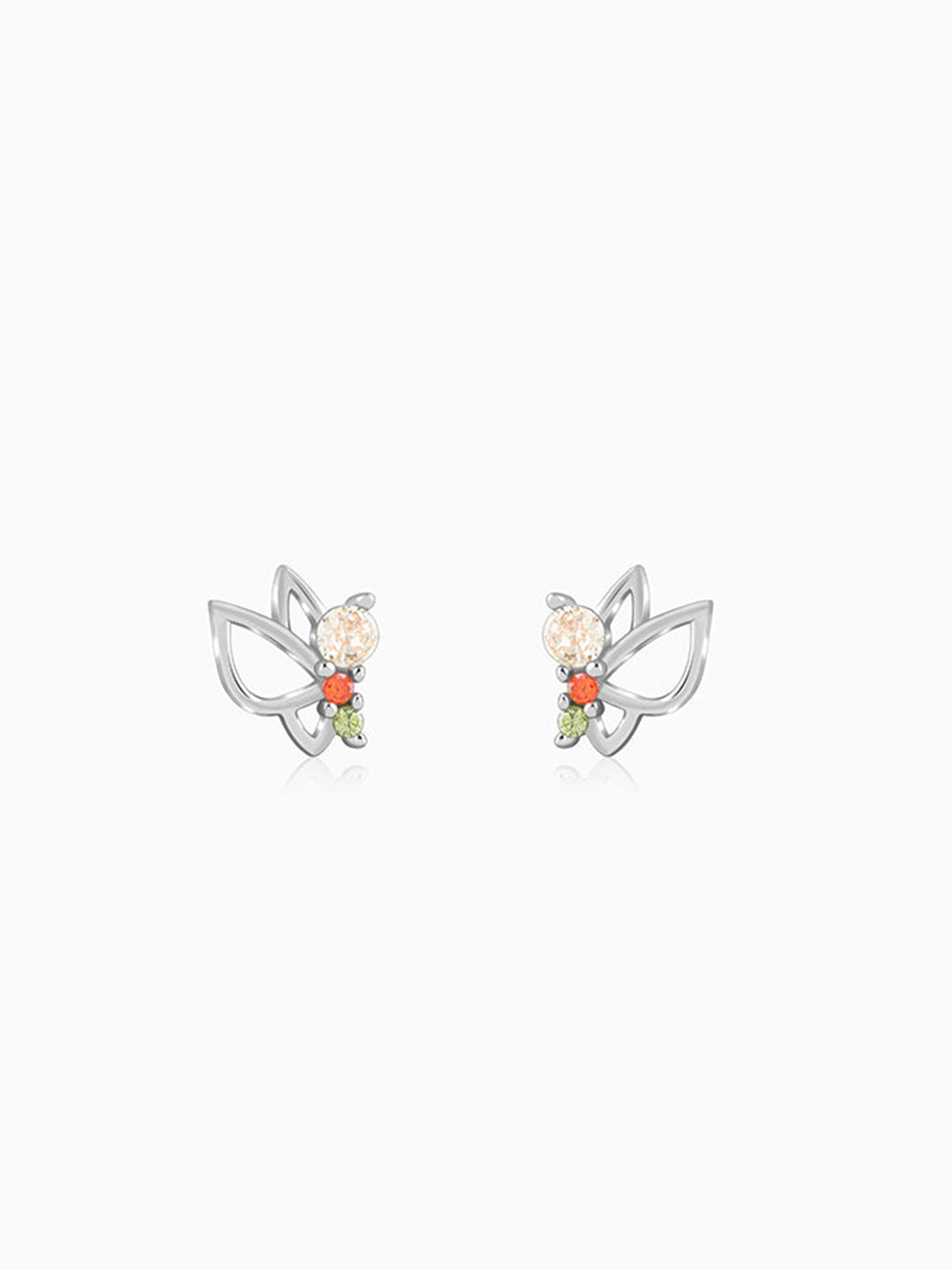 Silver Vibrant Butterfly Earrings