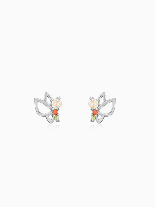 Silver Vibrant Butterfly Earrings