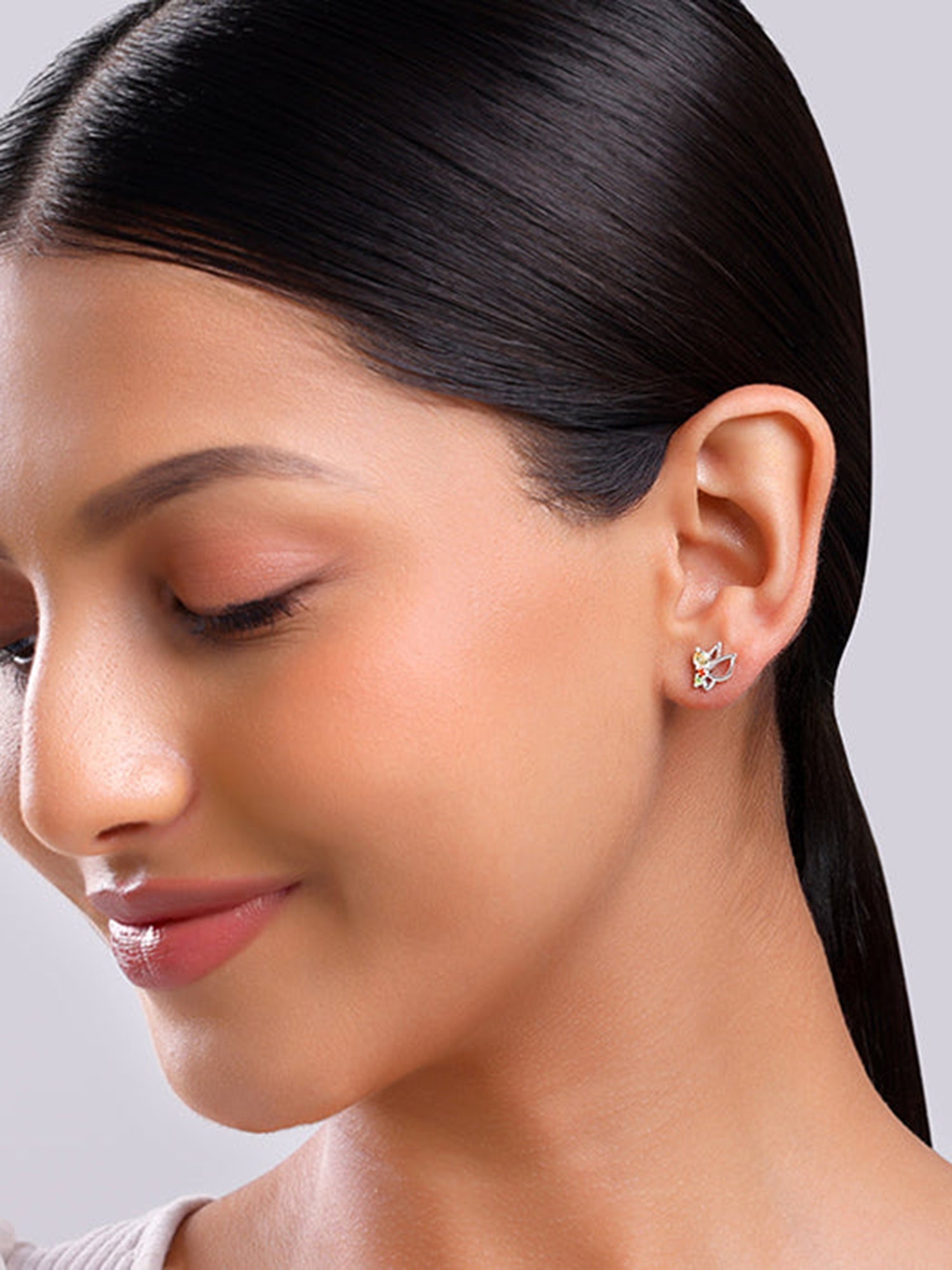 Silver Vibrant Butterfly Earrings