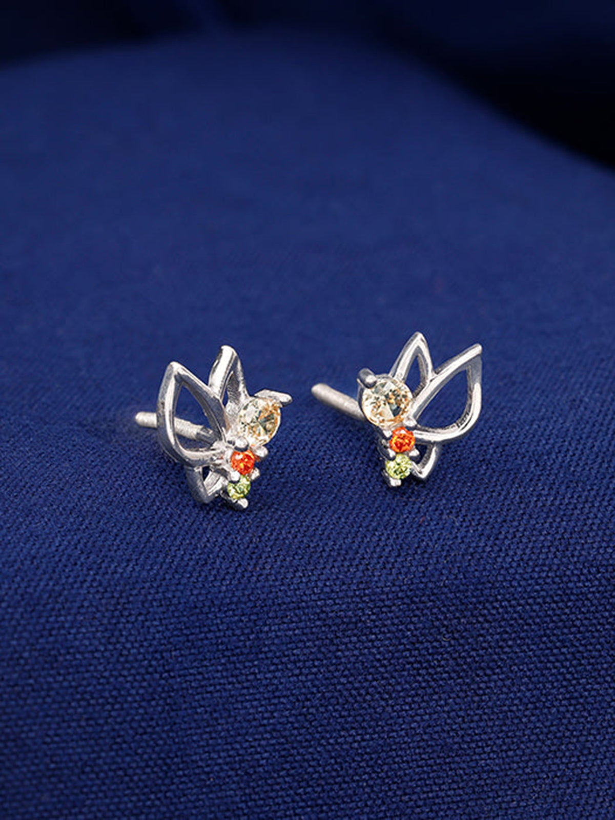 Silver Vibrant Butterfly Earrings