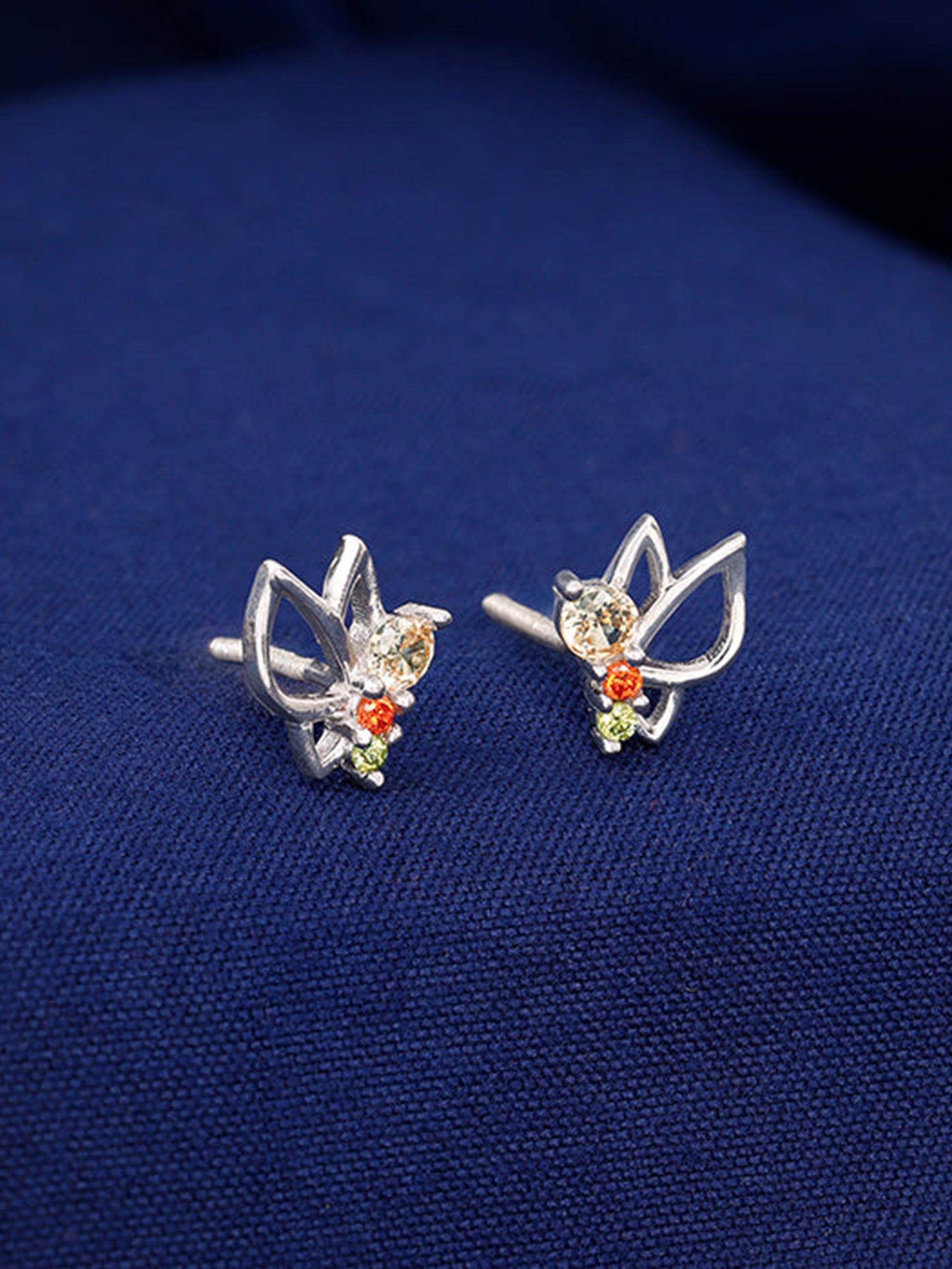 Silver Vibrant Butterfly Earrings