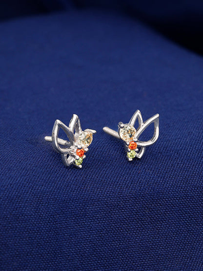 Silver Vibrant Butterfly Earrings