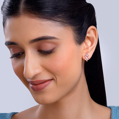 Rose Gold Glittering Earrings