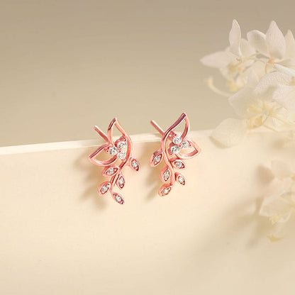 Rose Gold Glittering Earrings