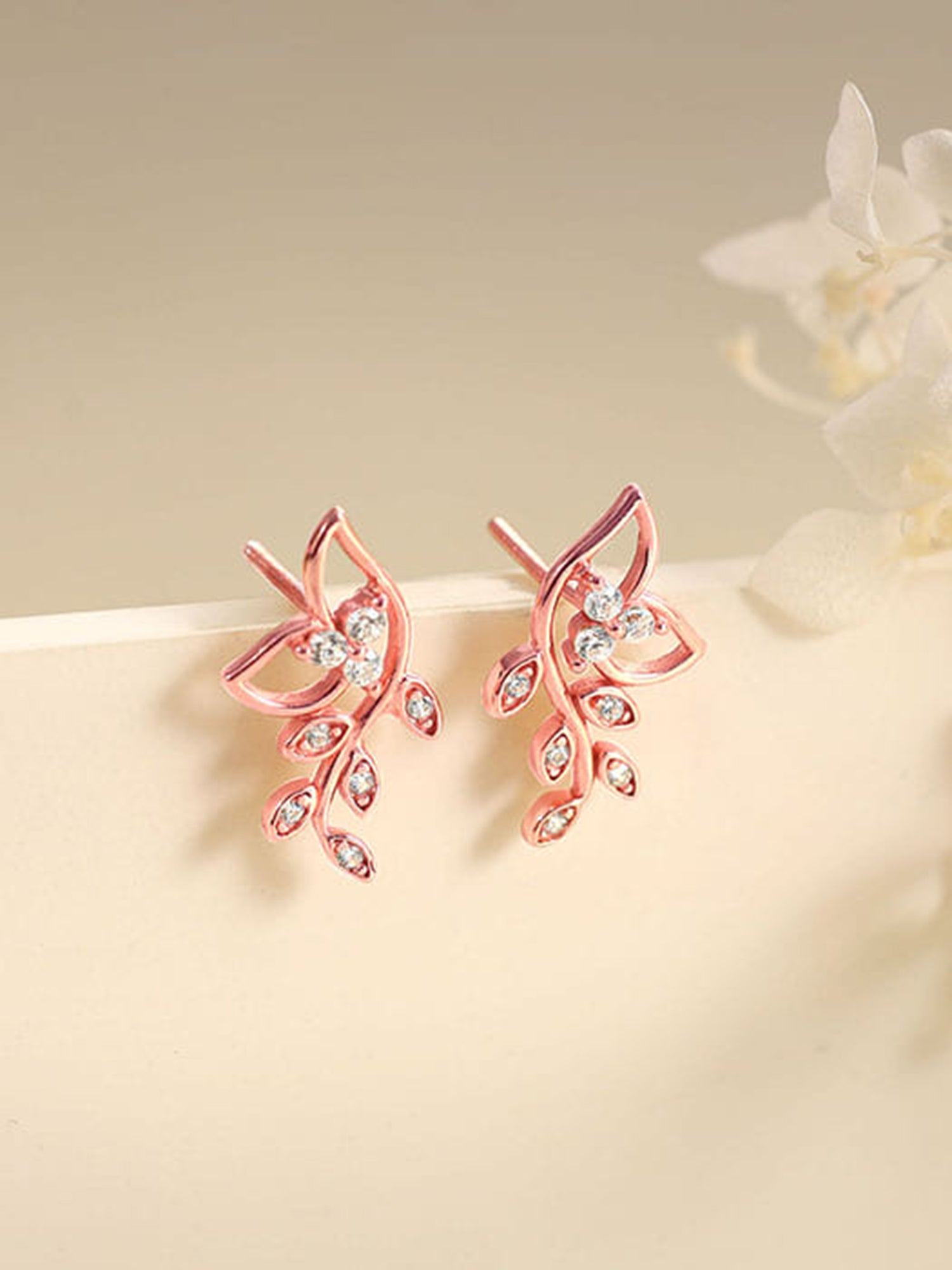 Rose Gold Glittering Earrings