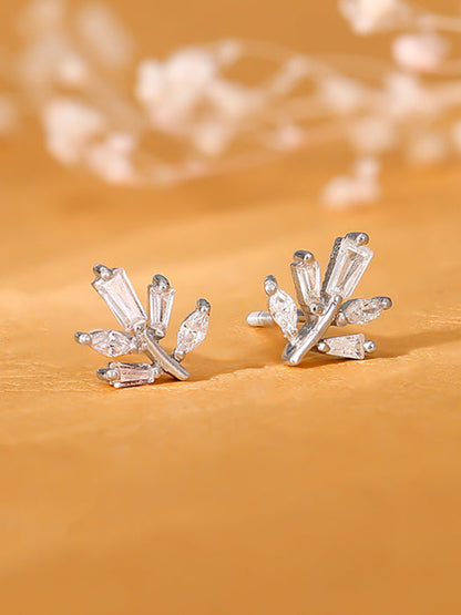 Silver Ivy Studs