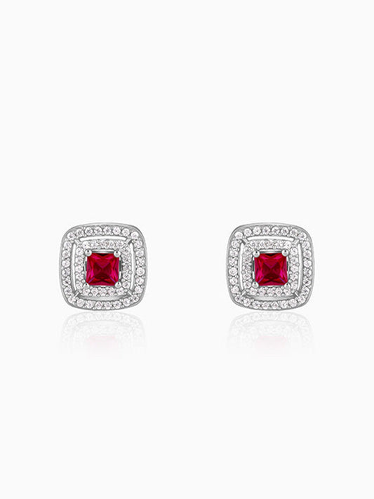 Silver Ruby Elegance Earrings