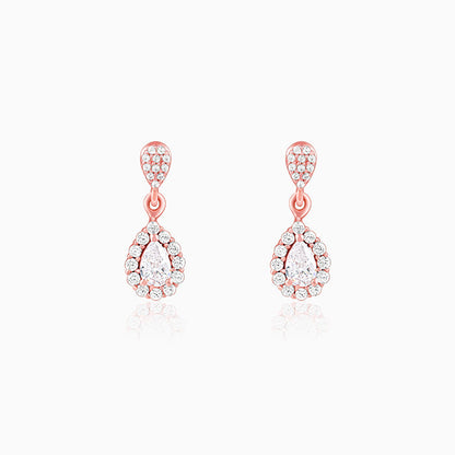 Rose Gold Glittering Teardrop Earrings
