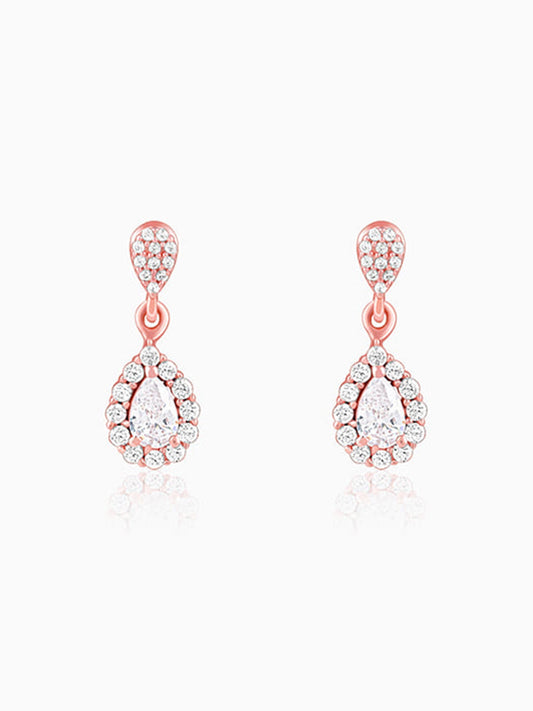 Rose Gold Glittering Teardrop Earrings