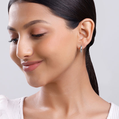 Silver Everyday Glam Hoop Earrings