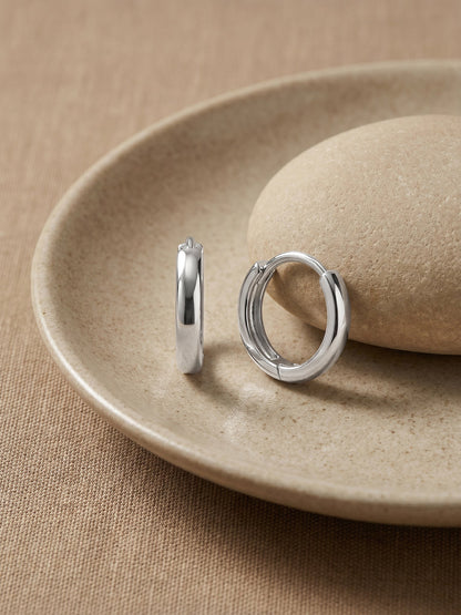 Silver Everyday Glam Hoop Earrings
