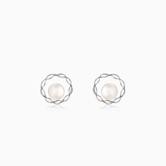Silver Celebration Pearl Stud Earrings