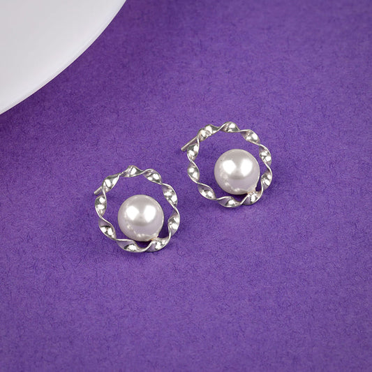 Silver Celebration Pearl Stud Earrings