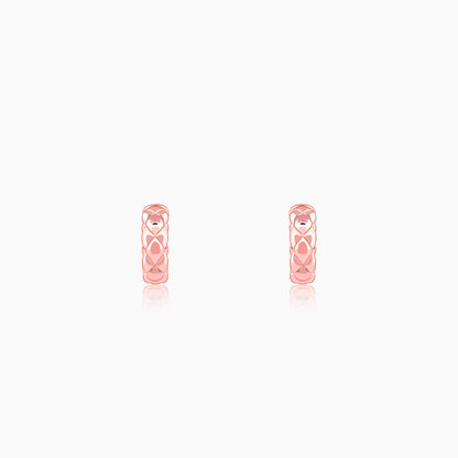 Rose Gold Chequred J Stud Earrings