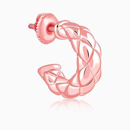 Rose Gold Chequred J Stud Earrings