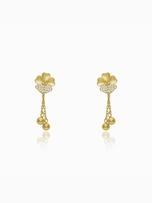 Golden Clover Dangle Earrings