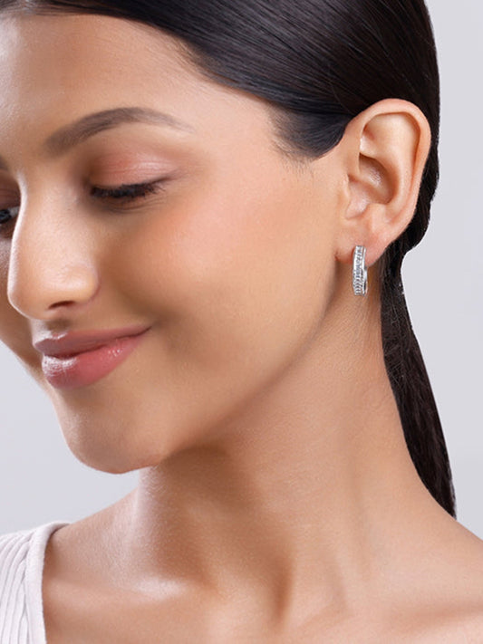 Silver Zirconia Hoop Earrings