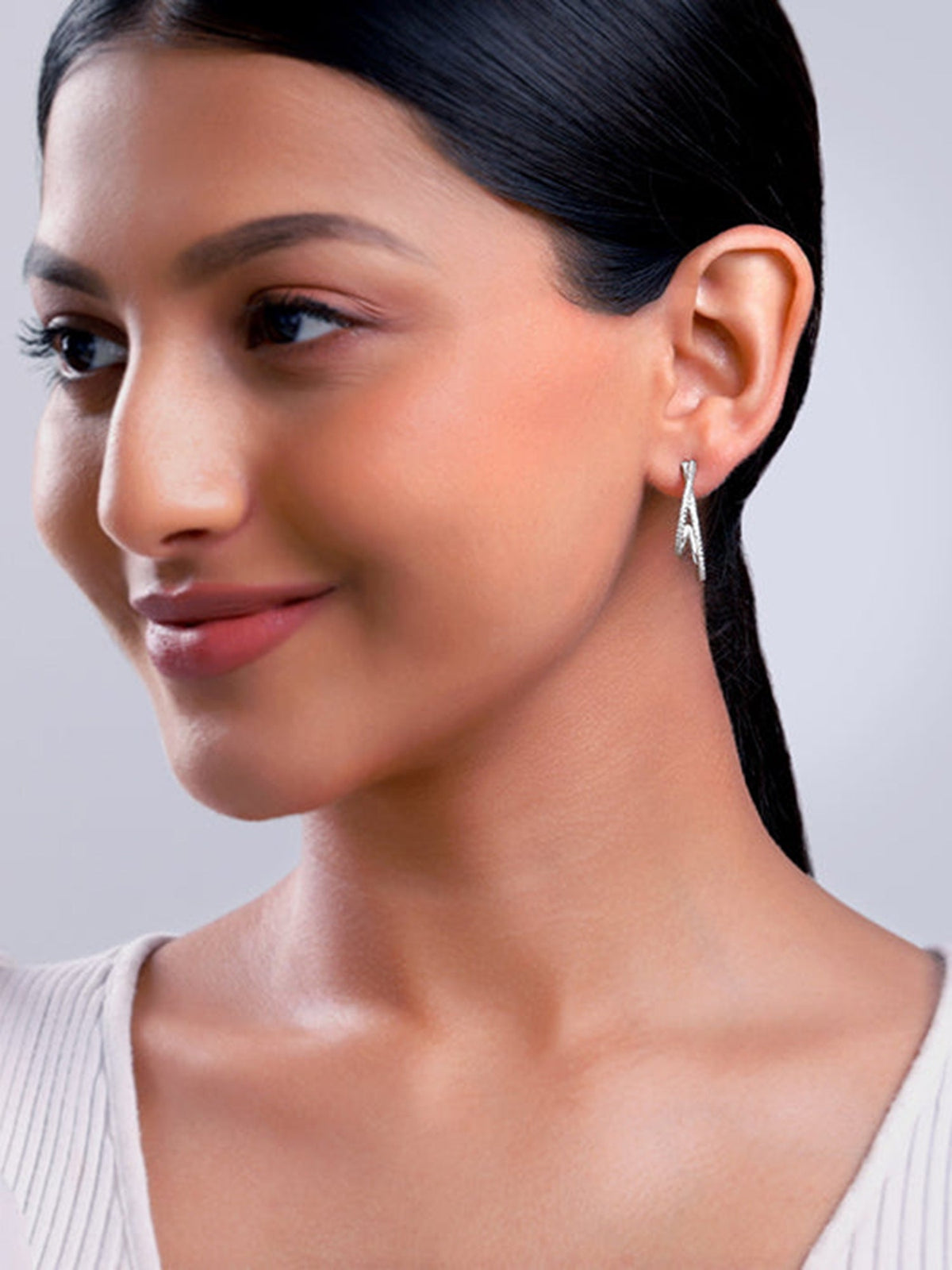 Silver Deserving You J-Hoop Earrings