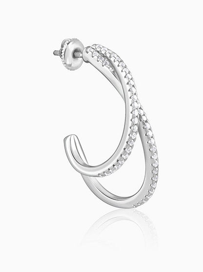 Silver Deserving You J-Hoop Earrings