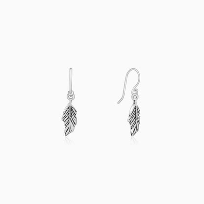 Oxidised Silver Vintage Leaf Earrings