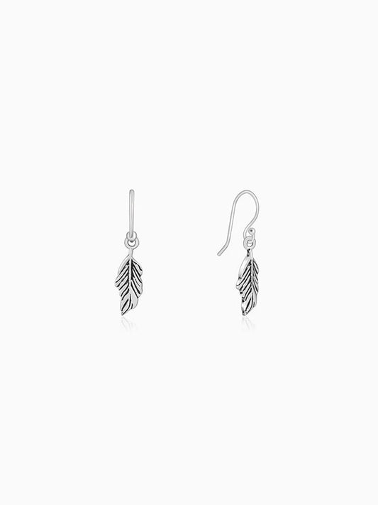 Oxidised Silver Vintage Leaf Earrings