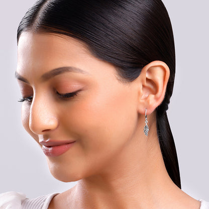 Oxidised Silver Vintage Leaf Earrings