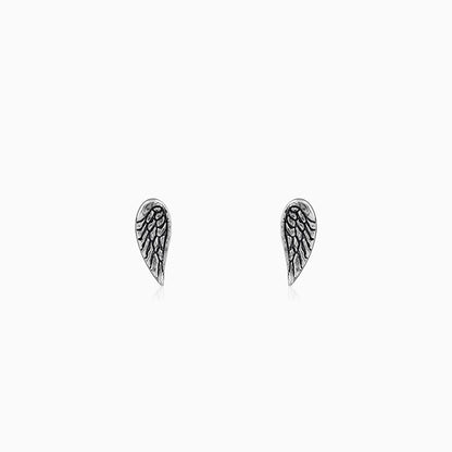 Oxidised Silver Feather Earrings