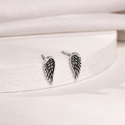 Oxidised Silver Feather Earrings