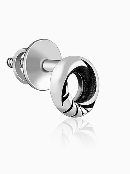 Oxidised Silver Vintage Circle Studs