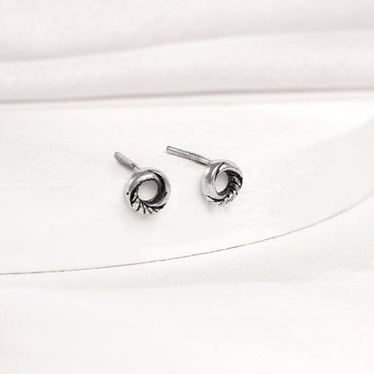 Oxidised Silver Vintage Circle Studs
