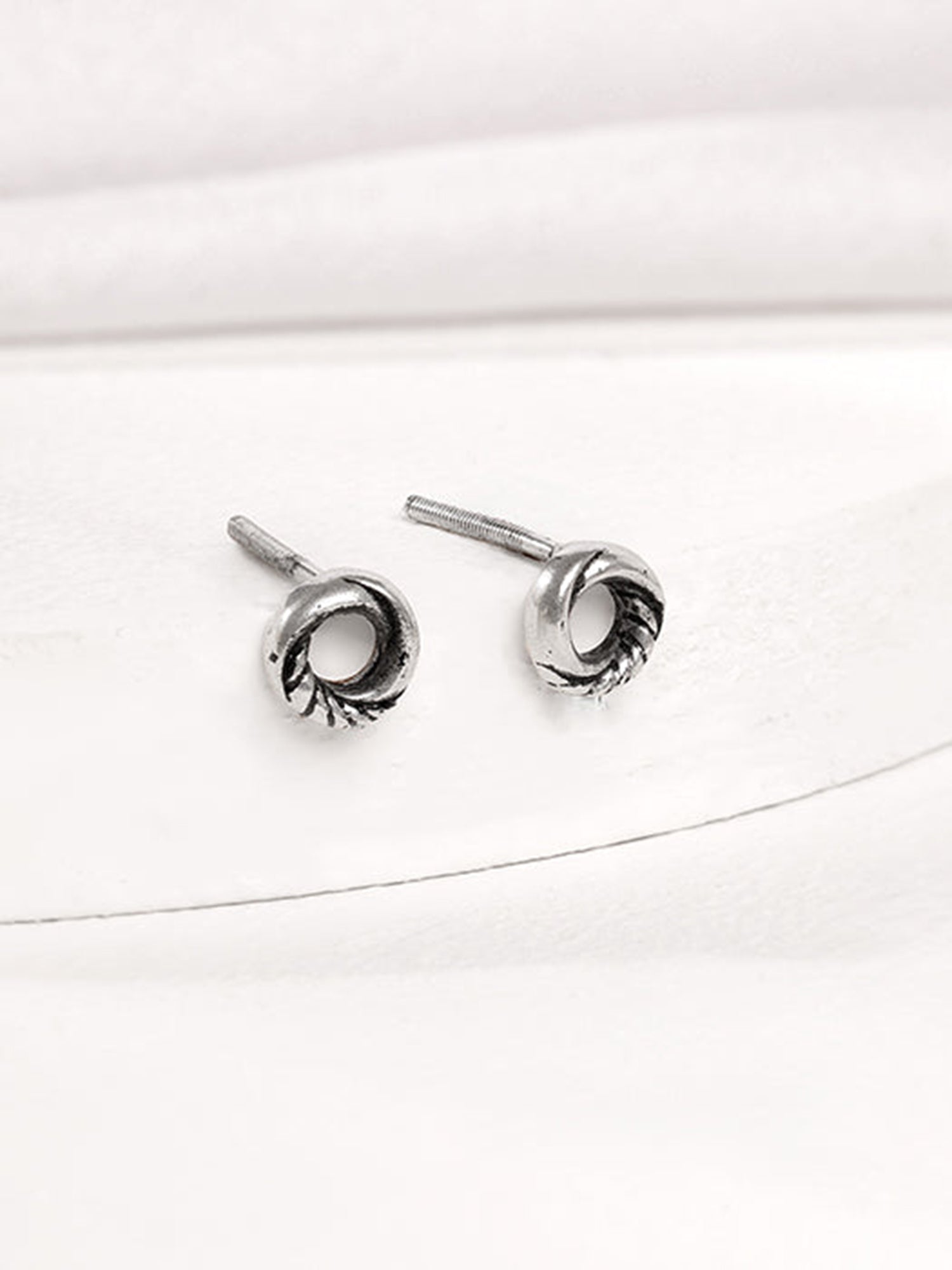 Oxidised Silver Vintage Circle Studs