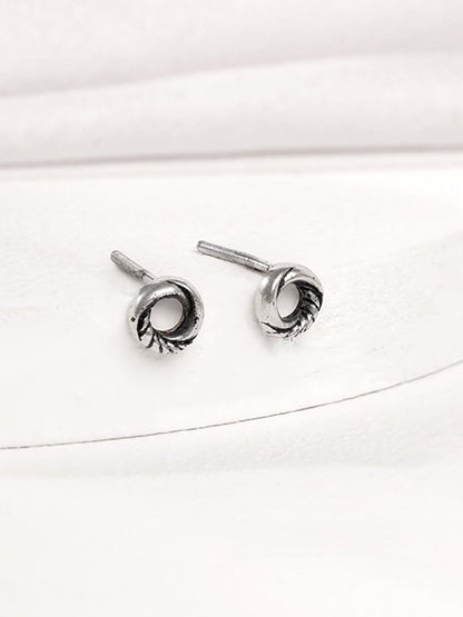 Oxidised Silver Vintage Circle Studs
