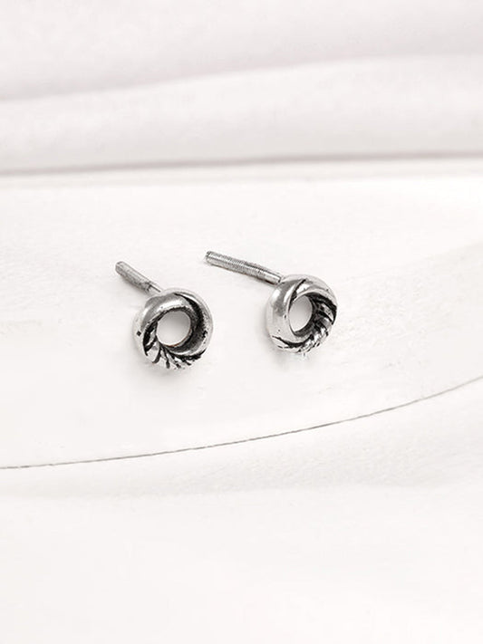 Oxidised Silver Vintage Circle Studs