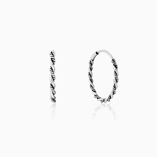 Oxidised Silver Twist Hoop Earrings