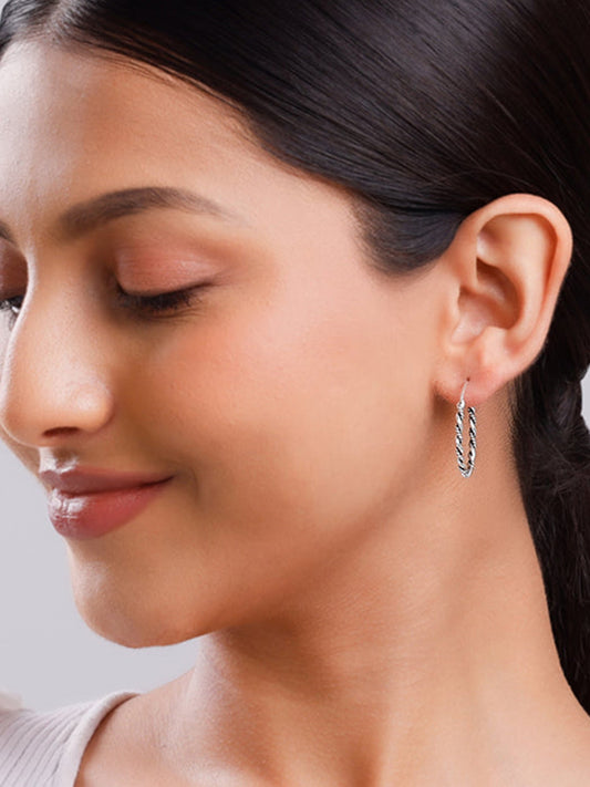 Oxidised Silver Twist Hoop Earrings