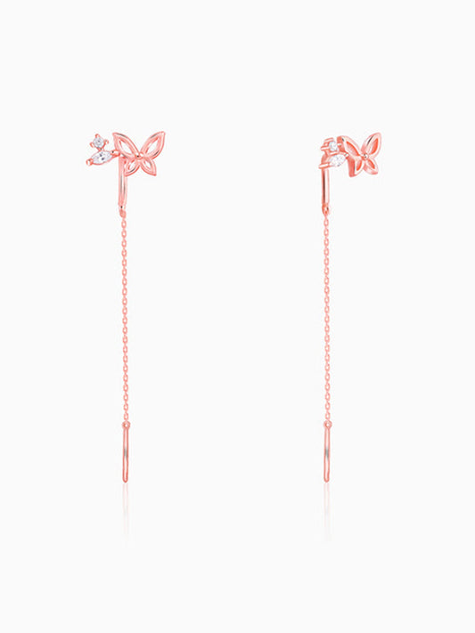 Rose Gold Butterfly Sui Dhaga Earrings