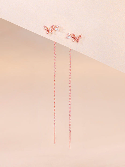 Rose Gold Butterfly Sui Dhaga Earrings