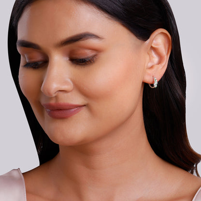 Silver Dreamy Flower Hoop Earrings