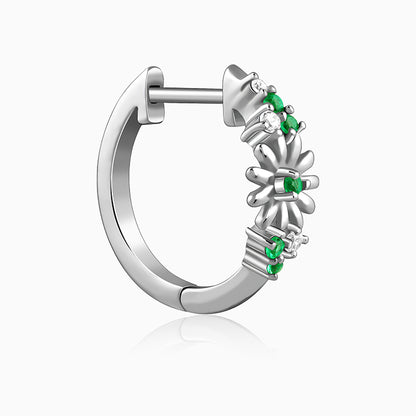 Silver Dreamy Flower Hoop Earrings