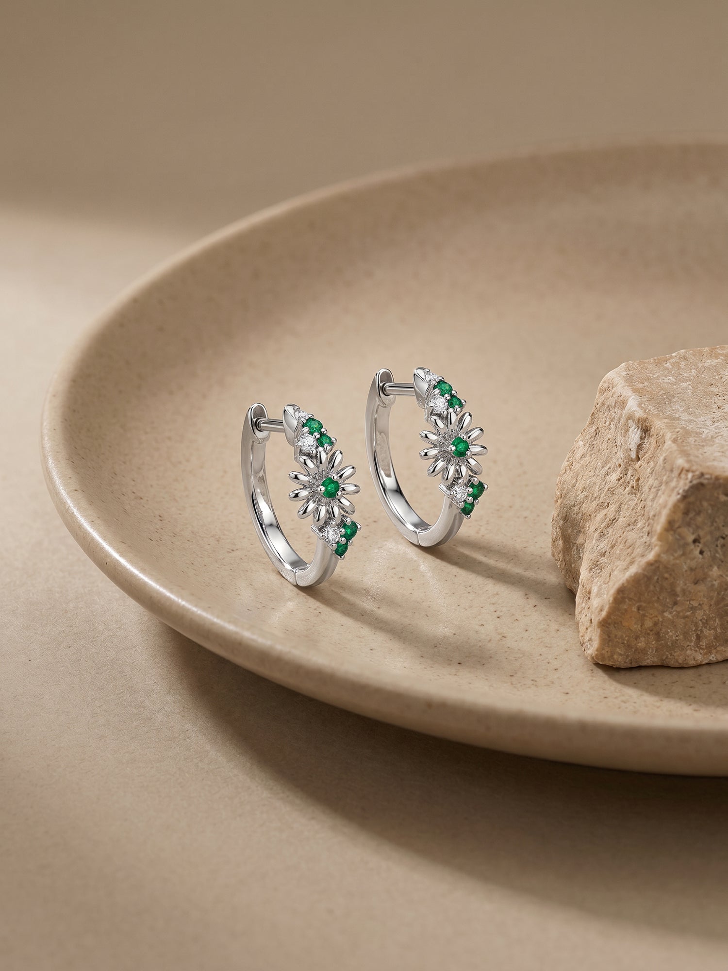 Silver Dreamy Flower Hoop Earrings