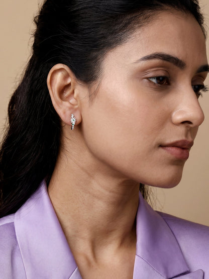 Silver Dreamy Flower Hoop Earrings