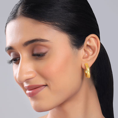 Golden Twisted Hoop Earrings