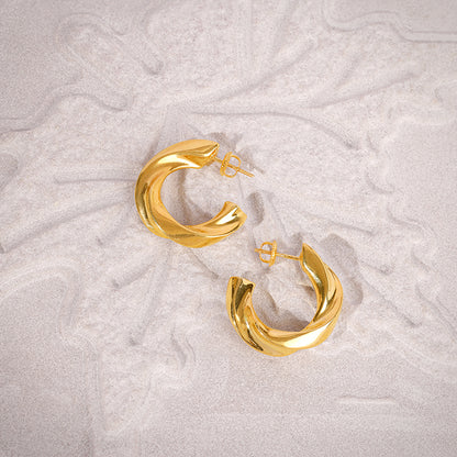 Golden Twisted Hoop Earrings