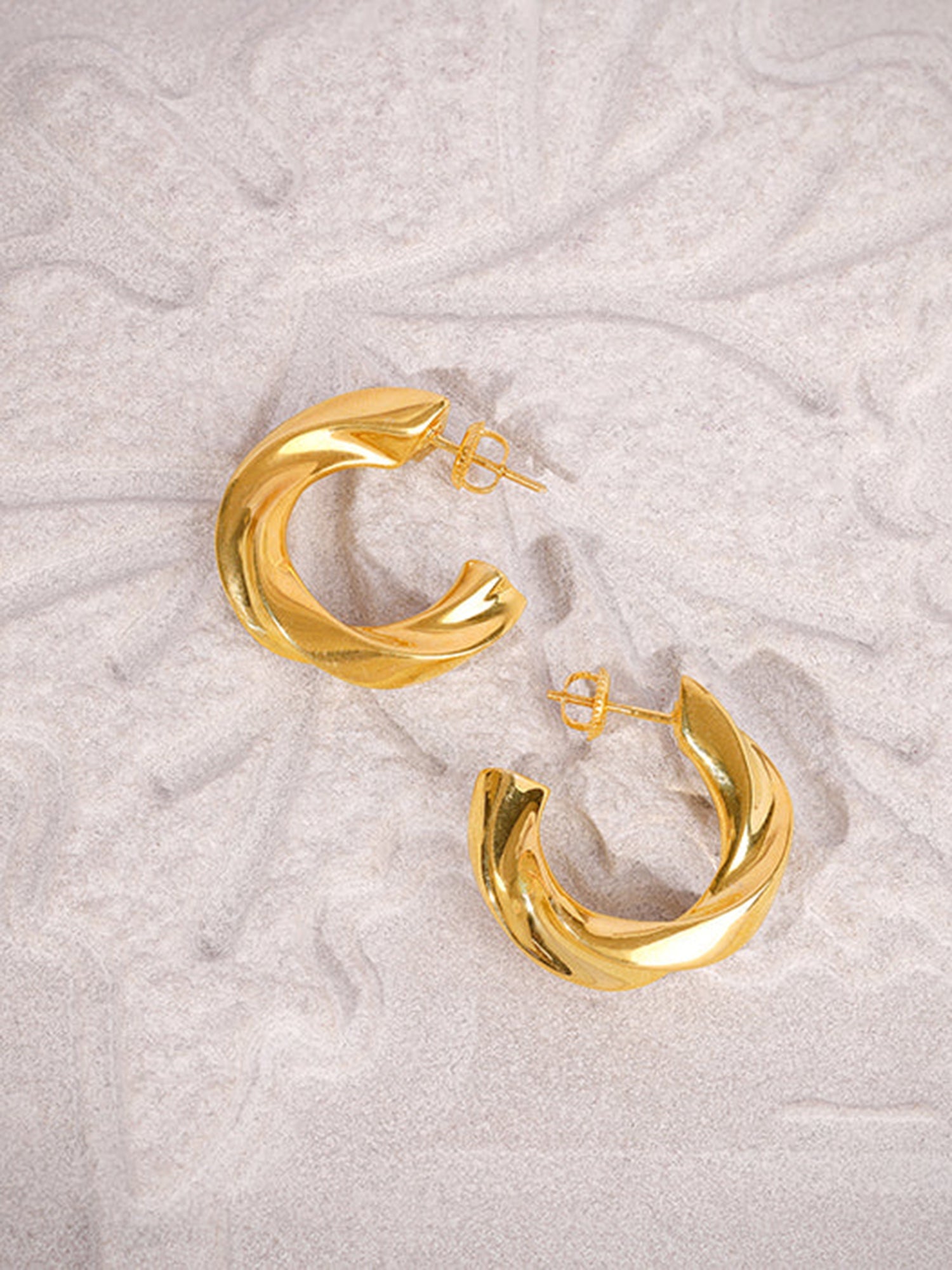 Golden Twisted Hoop Earrings