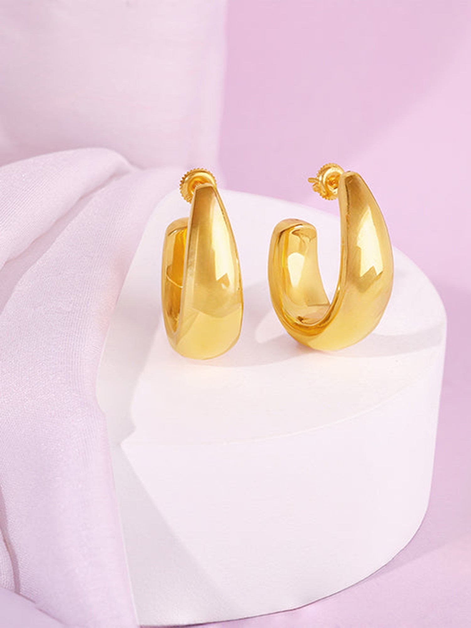 Golden Trendy Hoop Earrings