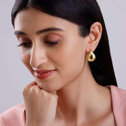 Golden Twisted Loop Earrings