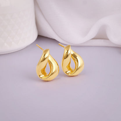 Golden Twisted Loop Earrings