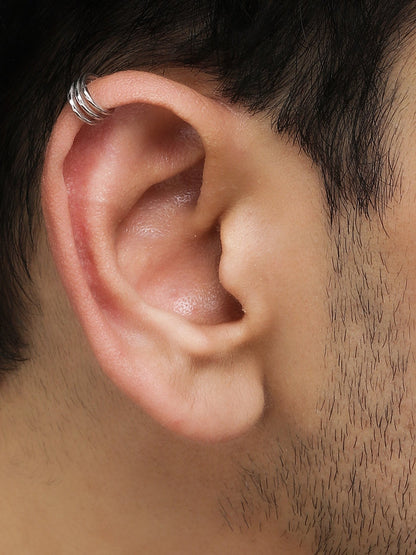 Silver Triple Clip On Hoop Earrings